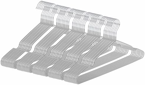 Ultra-Thin Metal Hangers, 50 Pack Non-Slip PVC Coated Space Saving Clothes Hangers for Closet, 16 inch Wide for Suits, Dresses, Jackets（Gray） by Unknown