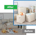 Bidtakay Extra Large Storage Baskets for Organizing Clothes Storage Bins 3 Pack Fabric Storage Bins for Shelves Linen Collapsible Organizer for Closet-Light Biege - Image 4