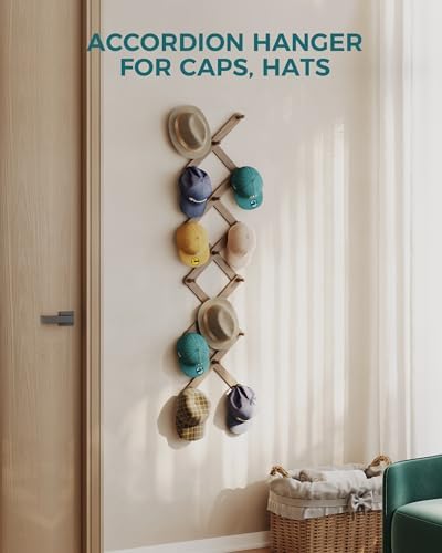 OROPY Accordion Wall Hanger with 17 Pegs, Expandable Wooden Coat & Hat Rack - Image 6