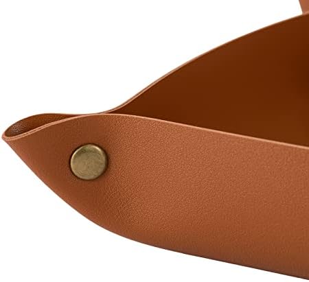 3 packs PU Leather Tray in 3 Sizes Jewelry Tray Glossy Leather Desk Organizer Leather Catchall Tray for Jewelry/Key/Coin/Sun Glasses/Watch/USB Cables etc. (yellow) - Image 4