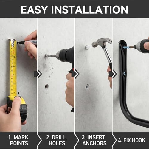 Heavy Duty Garage Storage Hooks, Wall Mount Storage Utility Hangers for Ladders, Bike and Garden Tools (7.9Inch x 5.9Inch) - Image 7