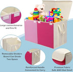 YOLOXO Toy Box Chest, Collapsible Sturdy Storage Bins with Lids, Extra Large Kids Toy Storage Organizer Boxes Bins Baskets for Kids, Boys, Girls, Nursery Room, Playroom, Closet (Pink) - Image 3