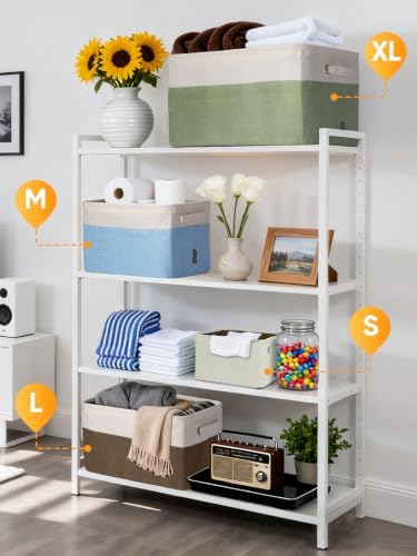 BALEINE 1 Pack Fabric Closet Storage Bins for Shelves, Linen Closet Organizers and Storage, Decorative Baskets for Organizing, Shelf, Clothes, Home, Office (White, 12"x8"x8") - Image 4