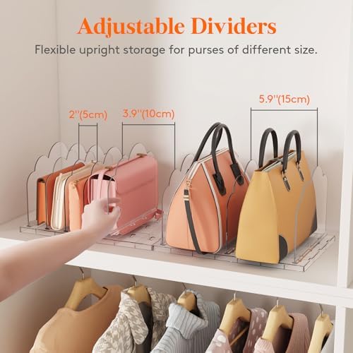 Lifewit Purse Organizer for Closet, Adjustable Clear Handbag Shelf Dividers - Image 3