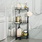 Consumest Corner Shower Caddy Standing - 3-Tier Stainless Steel Shower Organizer with Soap Holder and 4 Hooks, Large Capacity Corner Shelf Stand for Bathroom, Rest Room, Black - Image 6