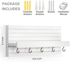 Lwenki Decorative Key Holder for Wall with Shelf, Entryway Shelf with Hooks Holds Leashes, Jackets and Glasses – Sturdy Wood Keyholder Entrance Hanger with Mounting Hardware (White, Medium) - Image 2
