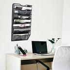 EASEPRES 8 Pocket Mesh Hanging Wall File Organizer, Wall Mounted Mail Paper Document Folder Holder, Clipboard Storage Organization Magazine Rack with Nametag Label for Office Home School, Black - Image 4