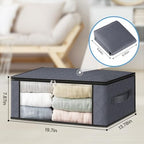 HomeHacks 3-Pack Clothes Organizer Storage Bags, 35L Storage Bins, Gray | Foldable Storage Box Container with Zippers, Clear Window, Reinforced Handles for Closet, Dorm, Pillows, Bedding, Sweater - Image 2