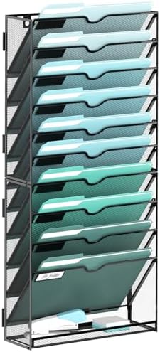 11-Tier Wall File Organizer, Hanging File Holder, Wall Mounted Mail Sorter by SUPEASY