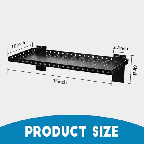 Slatwall Shelves 24x10 Inch, Slatwall Accessories for Retail, Garage, Home Storage, Heavy Duty Slat Wall Hanging Shelf (4, Black) - Image 2