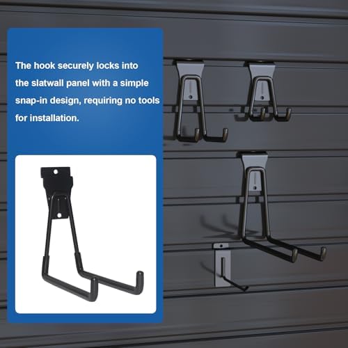 NeatiEase 20 PCS Slatwall Accessories Kit for Garage Rooms Shops Storage Organizing Display, Slat Wall Accessory Includes 18 PCS Multisized Heavy Duty Slatwall Hooks and 2 Pack Velcro Straps - Image 3