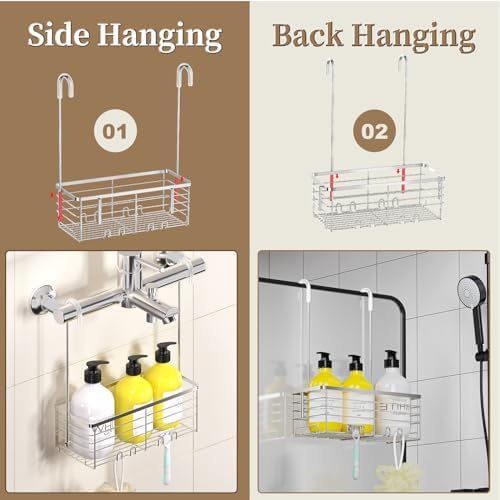 DELLAN Hanging Shower Organizer, Shower Rack with Hooks Over the Door - Image 3