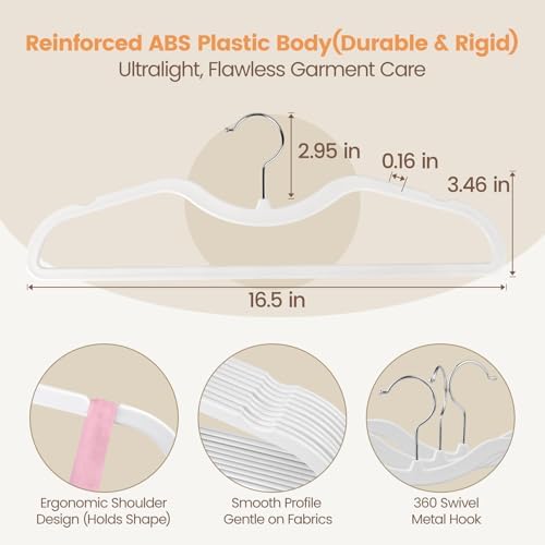 Plastic Short Neck Hangers 20 Pack Ultra-Thin Space-Saving ABS 360° Swivel Hook Ideal for Closet Organization Fits Coats Shirts Dresses & More (20, White) - Image 2