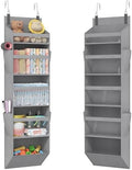 Lifewit 1 Pack Over the Door Organizer, Clear Window Hanging Storage with 4 Side Pockets, Anti Tilt 40 lbs Load Behind Door for Pantry, Nursery, Bathroom, Bedroom, Dorm, 5 Section, Gray by Lifewit