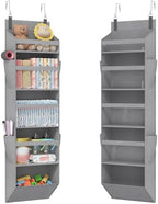 Lifewit 1 Pack Over the Door Organizer, Clear Window Hanging Storage with 4 Side Pockets, Anti Tilt 40 lbs Load Behind Door for Pantry, Nursery, Bathroom, Bedroom, Dorm, 5 Section, Gray by Lifewit