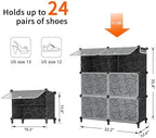 AWTATOS 6 Tier Shoe Rack Organizer, Shoe Storage Cabinet with Door, Black - Image 3