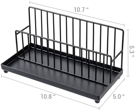 MyGift Industrial Matte Black Metal Wire Tabletop Mail Holder and Pen Storage Tray, Home Office Desk Accessories Organizer with Letter Card Envelope Rack - Image 5