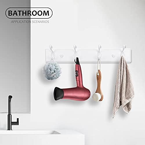 Badiano Heavy Duty Wooden Coat Rack, Wall-Mounted Organizer, 19 Inch, White - Image 4