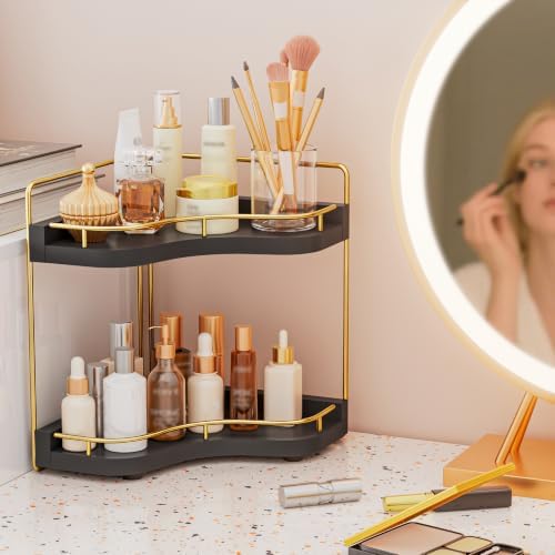 2-Tier Corner Bathroom Counter Organizer, Larger Size - Image 2