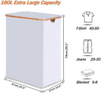 efluky Laundry Hamper 3 Section with lid and 3 Removable Bags, White - Image 2