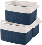 OIAHOMY Cotton Rope Storage Baskets for Organizing Blue & White 3-Pack by MasterofSpaceOptimization