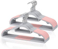Tonswachic Pack of 30 Coat Hangers, Space-Saving Plastic Clothes Hangers, Non-Slip, 0.2 Inches Slim, 360° Swivel Silver Hook for Shirts, Pants, Suit & Wet/Dry Garments, Pink and Dark Gray by TonswachicHangersSpaceSaver
