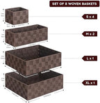 Posprica Woven Baskets, Storage Baskets for Organizing (Set of 8), Cube Baskets Bin Container Matching Storage Boxes Organizers for Pantry, Office, Shelves, Media-room - Image 3