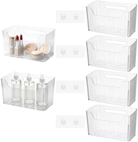 4pcs Adhesive Cabinet Door Storage Bin Wall Mounted Inside Over Cabinet Door Organizer Clear Storage Shelf Containers For Food Under Sink Storages Shelf Refrigerator Kitchen Bathroom Office by Yolev