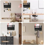 Key Holder Wall Mount with Mail Organizer, 5 Key Hooks, Black - Image 6