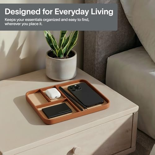 Nordik Leather Valet Tray - Medium EDC Tray - Sand Brown 9.5 x 7.9 in - Image 6