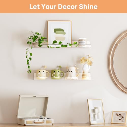 upsimples 2 Pcs 15" Acrylic Shelves for Wall Display and Storage, Clear - Image 2