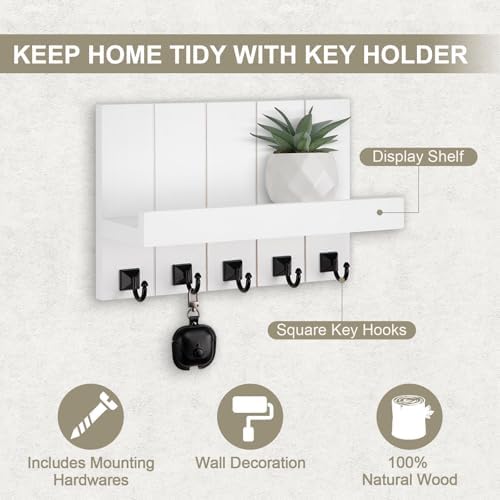 Key Holder for Wall, Decorative Key Holder with Shelf - Image 2