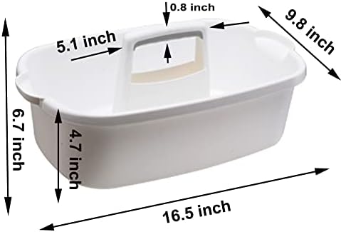 Cleaning Supplies Caddy, Large Plastic Shower Caddy Basket with Handle, Portable Cleaning Tool Storage Tote for Dorm, Bath, Pantry (grey, White, blue) (White) - Image 2