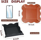 Valet Tray for Men Women 2 Pack - PU Leather Travel Catchall Tray Organizer - Desk Bedside Nightstand Storage Box for Jewelry Key Phone Remote Controller Wallet Readers -Brown and Black - Image 2
