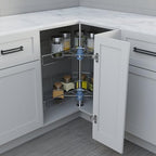 Dowell Base Cabinet Kidney Shape Dia.24 270° Lazy Susan, 2 Shelves, Kitchen Base Corner Cabinet Organizer (Chrome 4001 270 24) - Image 6