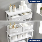 MOHOPE 2-Tier Over The Toilet Storage with 2 Fabric Drawers, Freestanding Above The Toilet Storage Cabinet, Space Saver Metal Over Toilet Bathroom Organizer Shelf for Small Space, White - Image 4