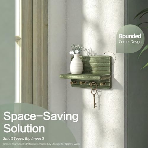 Rebee Vision Small Key Holder Wall Mount with Shelf for Room Decor, Green - Image 4