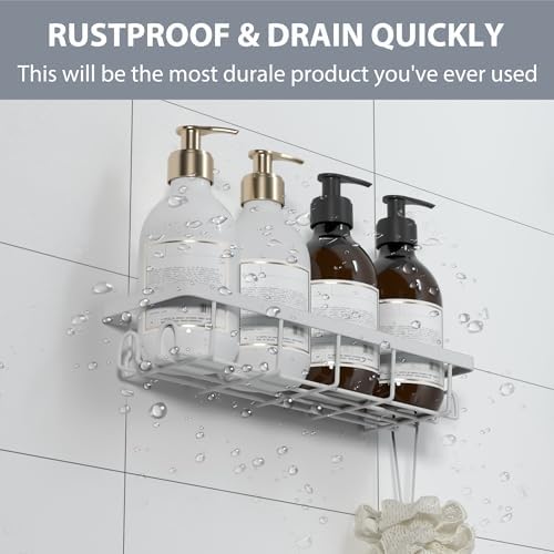 Shower Caddy Organizer with Hooks,Self Adhesive Bathroom Shelves,No Drilling Bathroom Organizers and Storage,Perfect for RV, Apartment, Home Decor,White 4PCS - Image 2