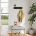Kazai. Wall-Mounted Coat Rack 'Toke' - Modern Design Coat Rack with Hidden Wall Hooks - Solid Wood Veneer Panel Coat Hanger - Oak, Black - Image 6