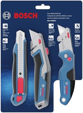 BOSCH H11-14200-1 3-Piece Utility Knife Set | Folding, Snap-Off, and Retractable Knives with Robust Design, Integrated Blade Storage - Includes 7 Blades - Image 5