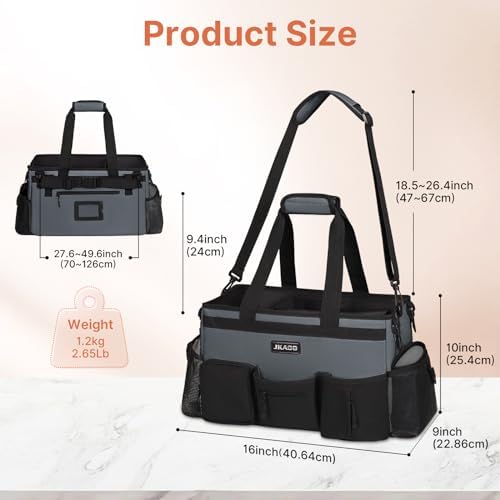JKAOO Large Wearable Cleaning Caddy Bag with Handles, Gray - Image 2