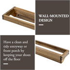 MyGift Set of 4 Premium Acacia Wood Wall Hanging Shoe Rack, Wall Mounted Space Saving Footwear Storage System for Closet, Mudroom, Entryway, Holds 8 Pairs - Image 4