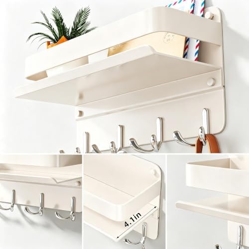 Modern Key Holder Wall Mount with Shelf, Metal Mail Holder with 8 Key Hooks - Image 6