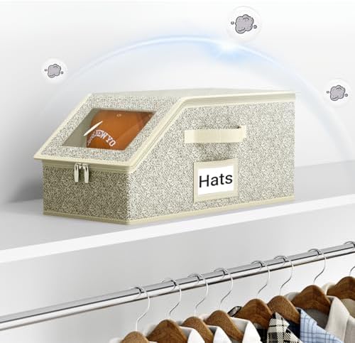AOODA 2 PCS Stackable Hat Storage for Baseball Caps, Holds up to 24 Caps Hat Organizer for Closet, Sturdy Snapback Boxes for Men with Cardboard, Yellow - Image 5