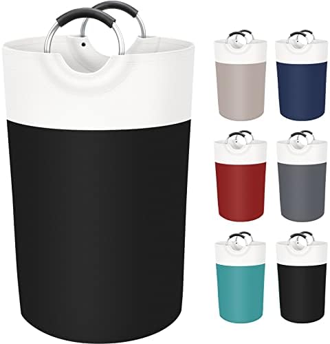 BlissTotes Laundry Basket, Laundry Hamper, Collapsible Laundry Baskets, Dirty Clothes Hamper, Waterproof Laundry Basket with Foam Protected Aluminum Handles for College Dorm, Family 115L (Black) by BlissTotes