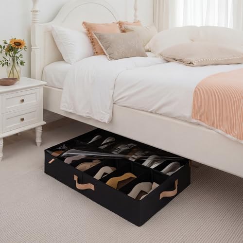 StorageWorks 2-Pack 24-Pair Underbed Shoe Organizer for Closet, Black - Image 3