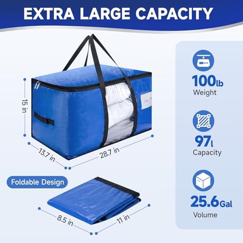 CONGREGATE 8-Pack Heavy Duty Moving Bags, Blue, 28.7"x13.7"x15" - Image 6