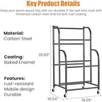 Basketball Rack with Wheels - Space-Saving Vertical Ball Storage for Basketball, Football, Soccer, Rolling Ball Rack for Garage & Outdoor, Heavy-Duty Ball Holder Organizer - Image 2