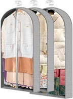 3 Pcs Garment Bags,40" & 50" PVEA Breathable Dust Cover,Dress Bag | For Hanging Clothes With Bedroom, Garment Covers For Suits,Padded Clothes,Shirts, Prevent, Dustproof, Keep Dry, Breathable by ZYKOYA