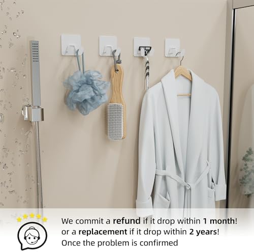 Adhesive Shower Hooks for Inside - Extra Sticky Razor Holder, White 6 Pack - Image 4